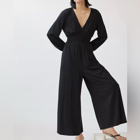 Anthropologie Hutch V-Neck Wide Leg Keyhole Jumpsuit L - Picture 1 of 10